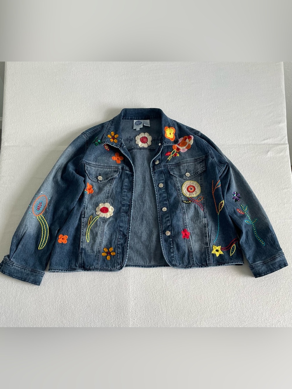 Diane Gilman Embroidered Floral Denim Jacket
